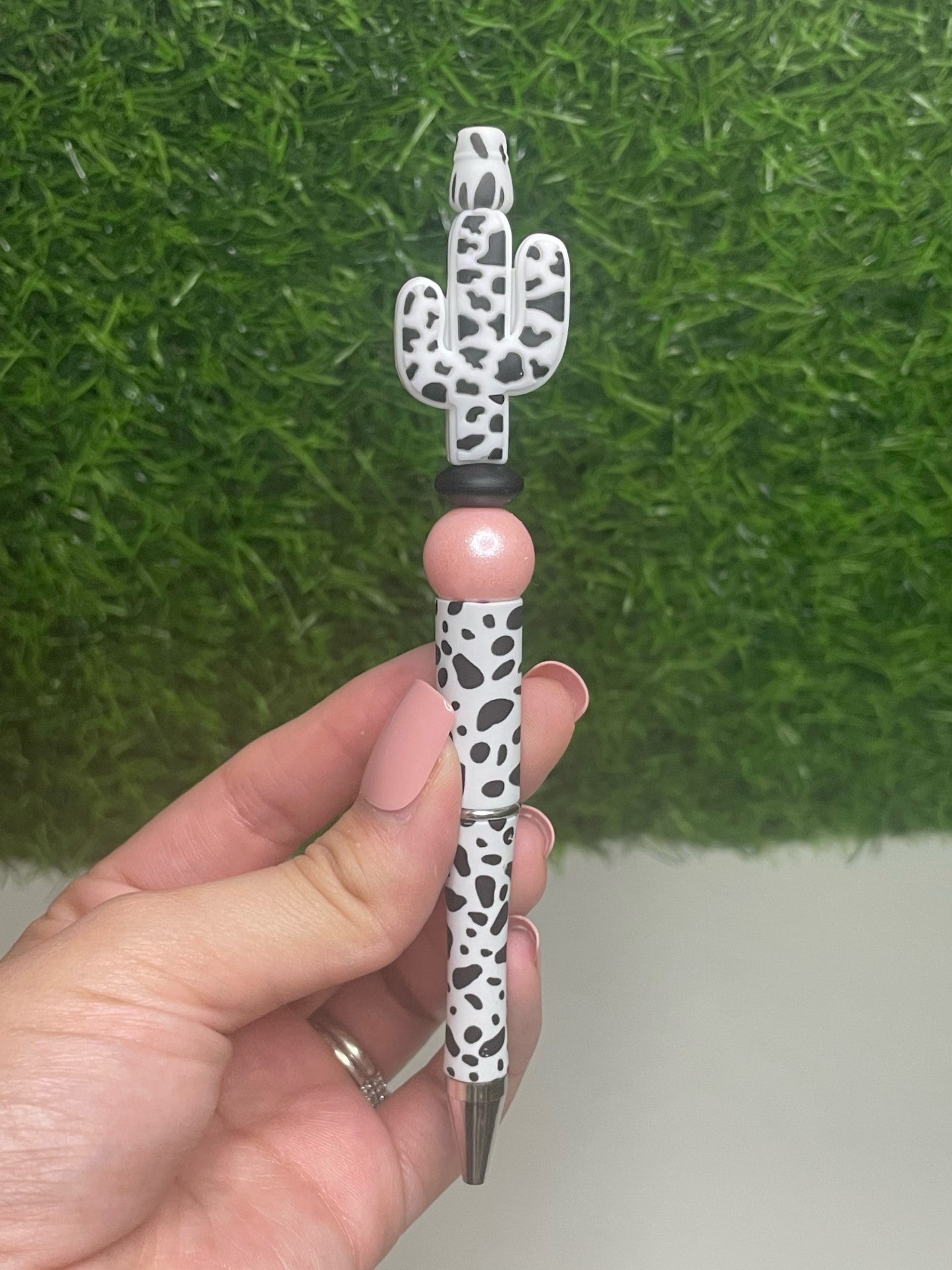 Cactus Black Cow Print Pen