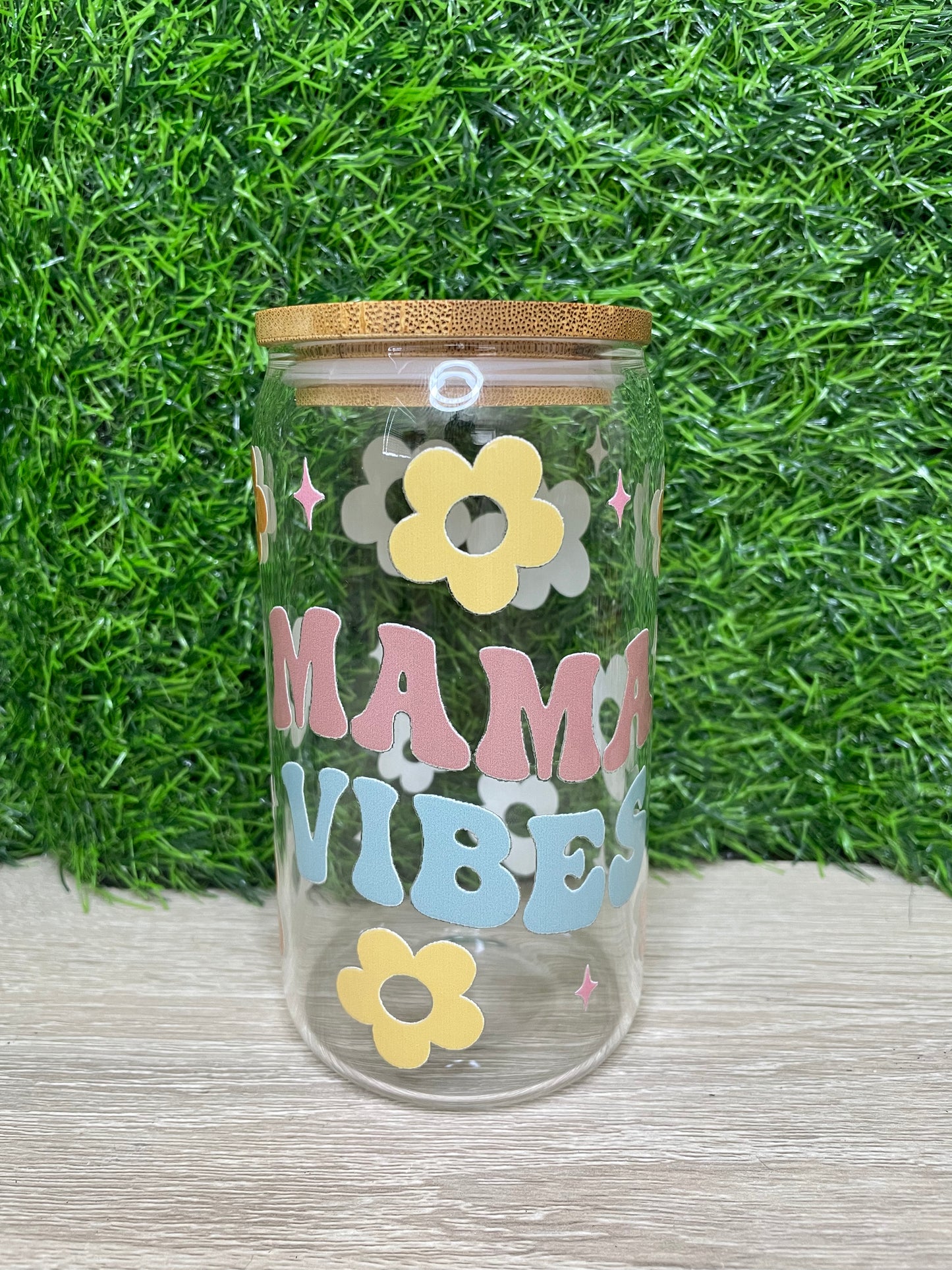 Mama Vibes Glass Cup